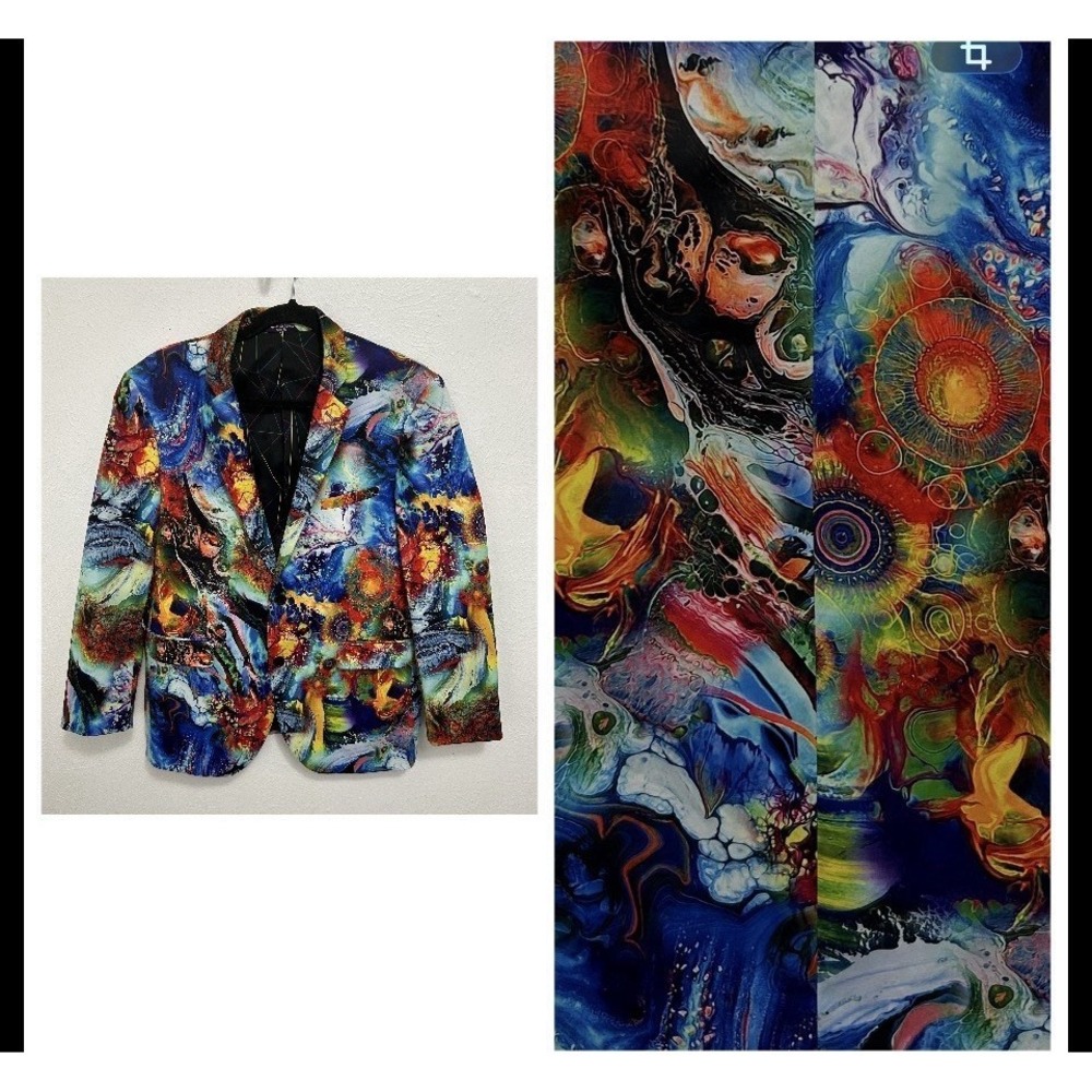 Mark of Distinction Art To Wear Multicolor Tuxedo Blazer Jacket Slim Fit Sz 40S
